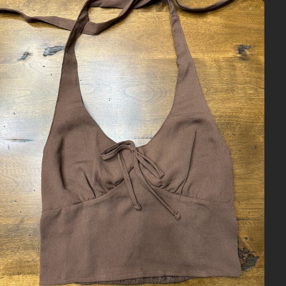 brown Holister halter tank, size extra small.